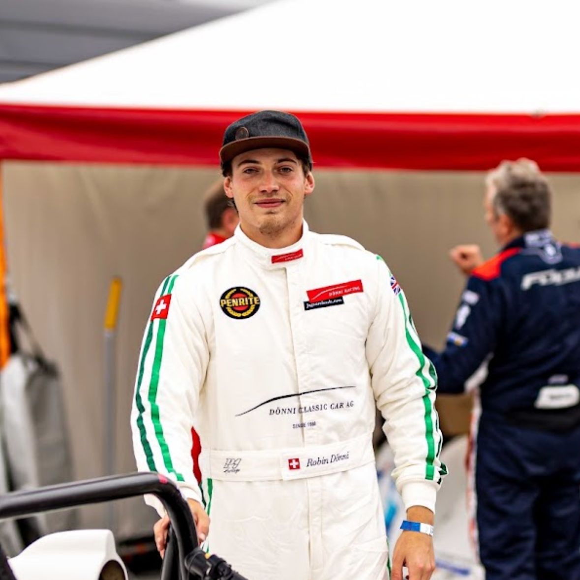 Robin Dönni in his white racing suit